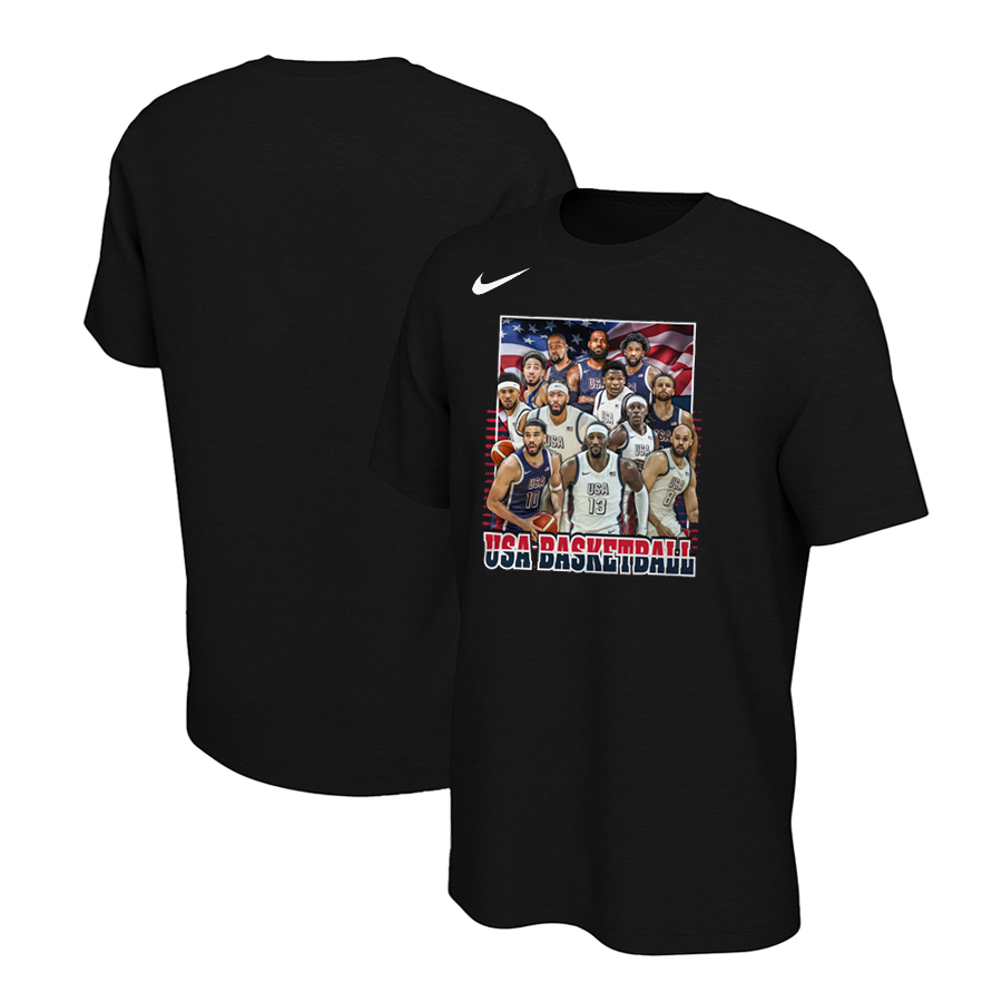 Men 2024 USA Champions black nike t shirts ->more jerseys->NBA Jersey
